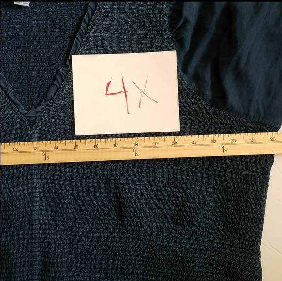 New Old Navy Dress Tencel Chambray Boho Flare Vneck Tiered Swing  Ruched Blouson - Picture 14 of 15